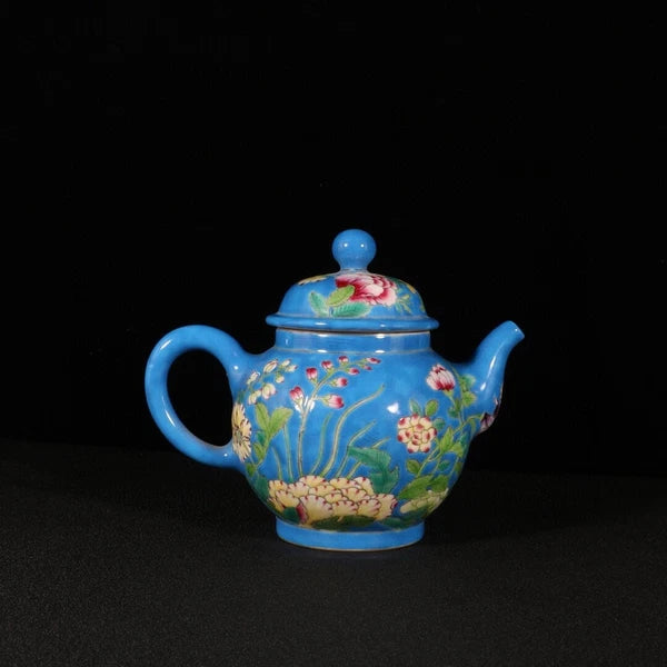 6.4"Old Chinese antique the Qing dynasty Qianlong reign Enamel Floral patternpot