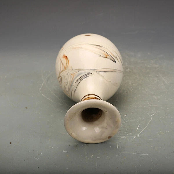 8.3"China CiZhou Kiln Porcelain Is Huairen Kiln Gnarled Enamel Yu Hu Chun Vase 4
