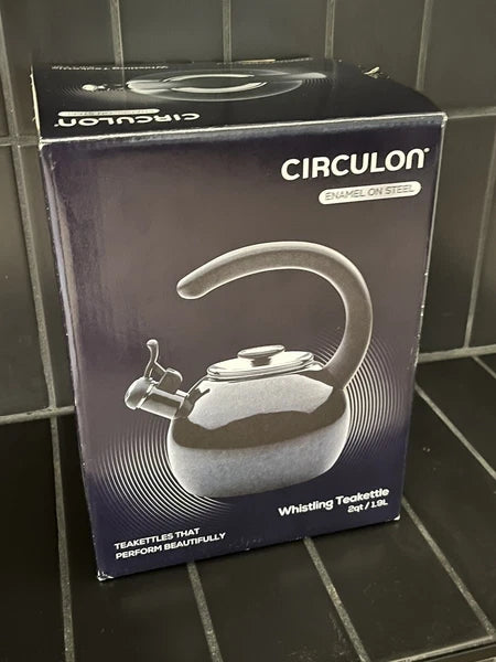 Circulon Enamel on Steel Whistling Teakettle/Teapot 2 Quart Black