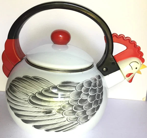 Vintage 1980s M .Kamenstein Chicken Rooster Whistling Tea Kettle Teapot