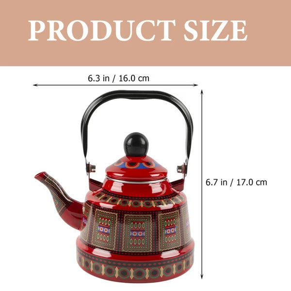 2 Count Enamel Teapot Woman Retro for Stovetop Porcelain Kettle Coffee