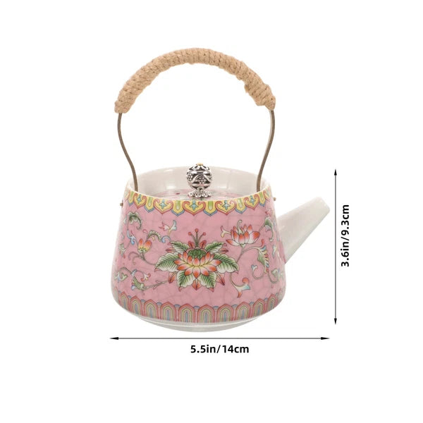 3 Count Enamel Teapot Travel Porcelain Pots Chinese Style Kettle