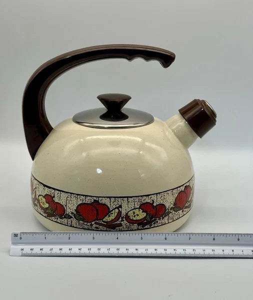 70's Vintage Enamel Whistling Tea Kettle