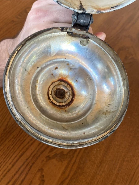 ANTIQUE GREY GRANITEWARE ENAMEL COFFEE TEAPOT IRON HANDLE WOOD KNOB PAT OCT 1889