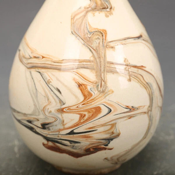 7.8"China CiZhou Kiln Porcelain Is Huairen Kiln Gnarled Enamel Yu Hu Chun Vase 4