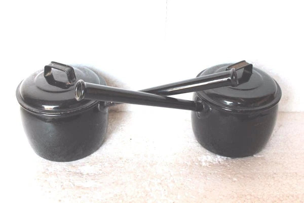 2 Pc Enamel Tea Pot with Handle Vintage Kitchenware Home Decor Collectible