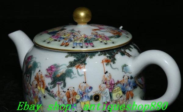 5.5''Qing Qianlong Enamel Colour Porcelain Gold Tongzi Wine Tea Pot Flagon-