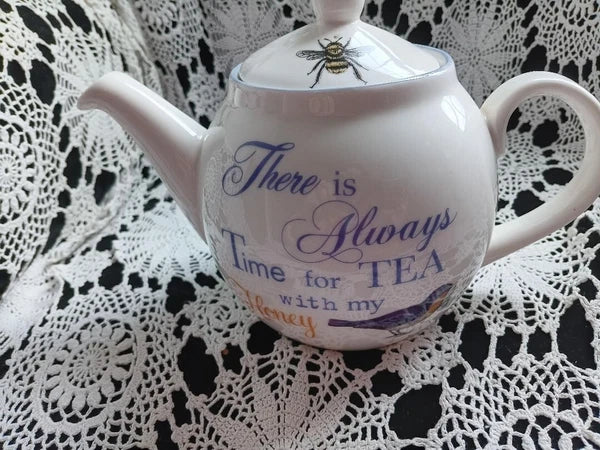 **Vintage Creative Co-op Artist Mary Lake Ampson Ceramic Teapot~Bird & Bee**