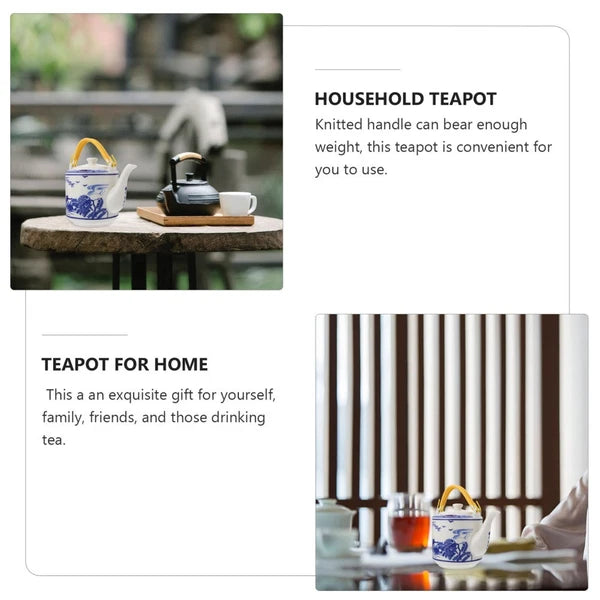 Blue and White Beam-lifting Teapot Porcelain Set Warmer Enamel Kettle