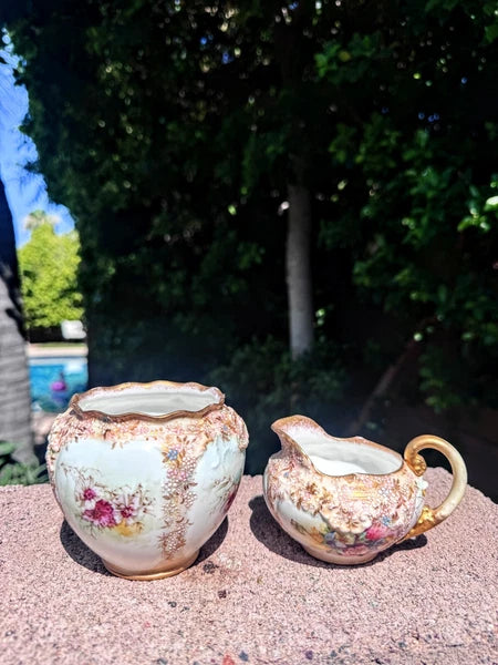 Antique Doulton Burslem Teapot Creamer Sugar Demitasse Cups 9 pcs 1891 GW-1217