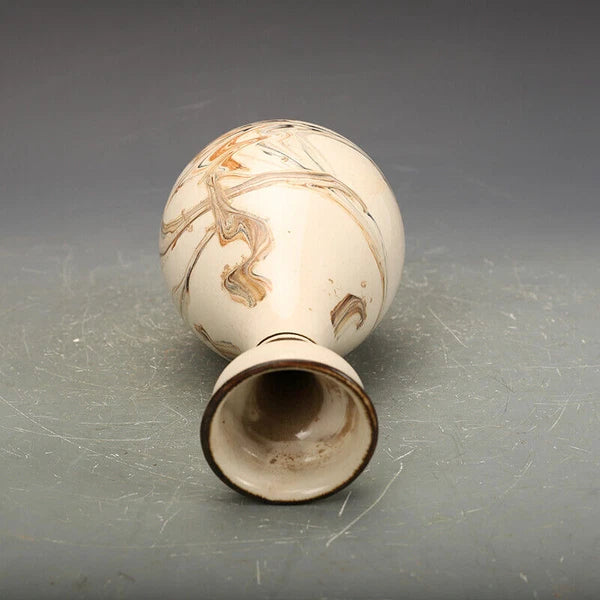 7.8"China CiZhou Kiln Porcelain Is Huairen Kiln Gnarled Enamel Yu Hu Chun Vase 4