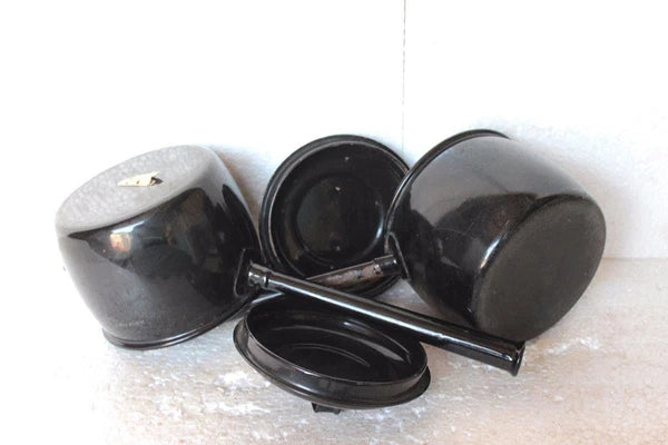 2 Pc Enamel Tea Pot with Handle Vintage Kitchenware Home Decor Collectible