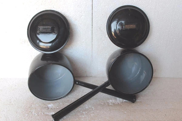 2 Pc Enamel Tea Pot with Handle Vintage Kitchenware Home Decor Collectible