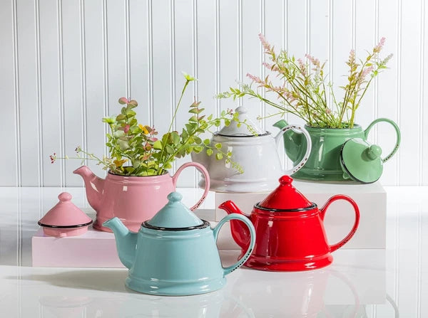 Abbott Collection Enamel Look Ceramic Teapot - Mint Green, 9 inches L, Green