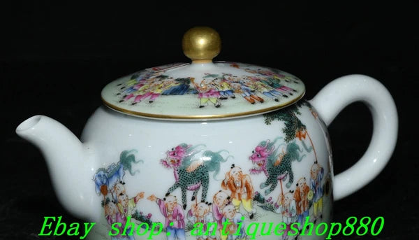 5.5''Qing Qianlong Enamel Colour Porcelain Gold Tongzi Wine Tea Pot Flagon-