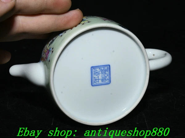 5.5''Qing Qianlong Enamel Colour Porcelain Gold Tongzi Wine Tea Pot Flagon-