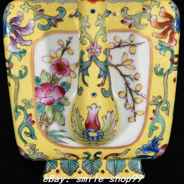 7" Yongzheng Dynasty Enamel Colour Porcelain Gilt Fengshui landscape Kettle Pot