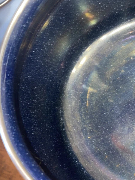 2-Vintage 2 QT Siam FujiWare Tea Kettle Thailand White Blue Enamel