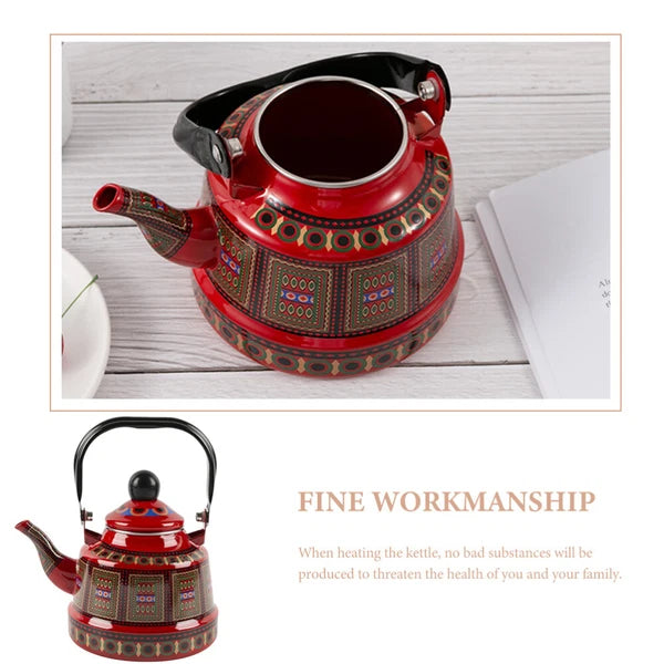 2 Count Enamel Teapot Woman Retro for Stovetop Porcelain Kettle Coffee
