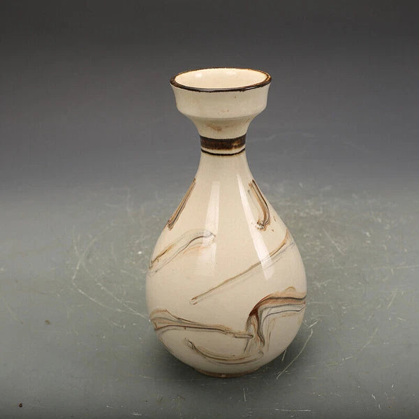 7.8"China CiZhou Kiln Porcelain Is Huairen Kiln Gnarled Enamel Yu Hu Chun Vase 4