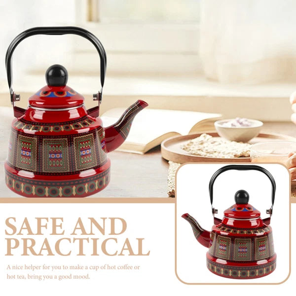 2 Count Enamel Teapot Woman Retro for Stovetop Porcelain Kettle Coffee