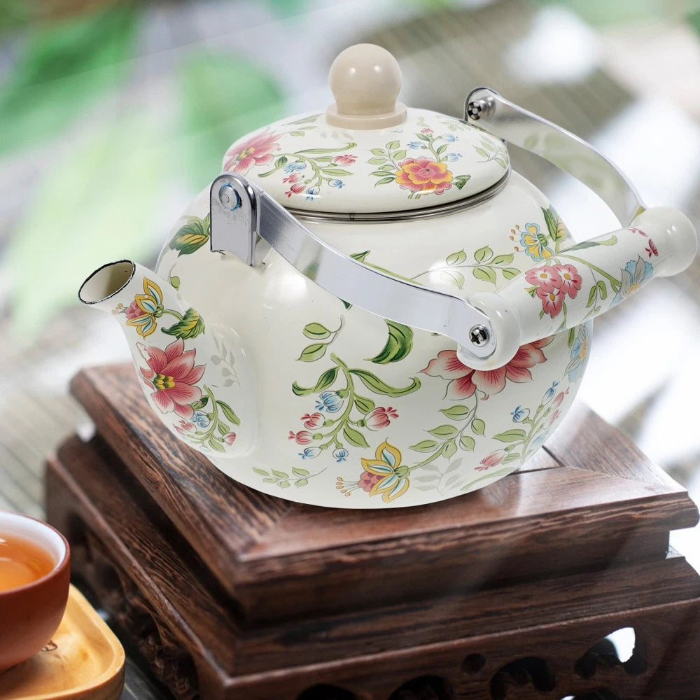 Thickened Enamel Boiling Kettle Alipis Tea Vintage Teapot W Strainer