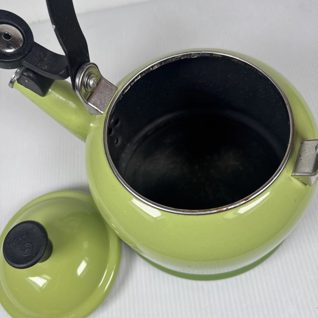 Le Creuset Enamel on Steel 1.25 Qt Palm Green Ombré Whistling Tea Kettle