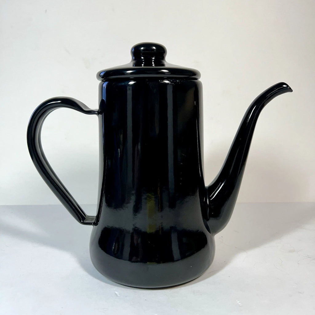 Tsuki Usagi Jirushi Slim Pot 1.2L Black Drip Coffee Tea Kettle Enamel Ware Japan