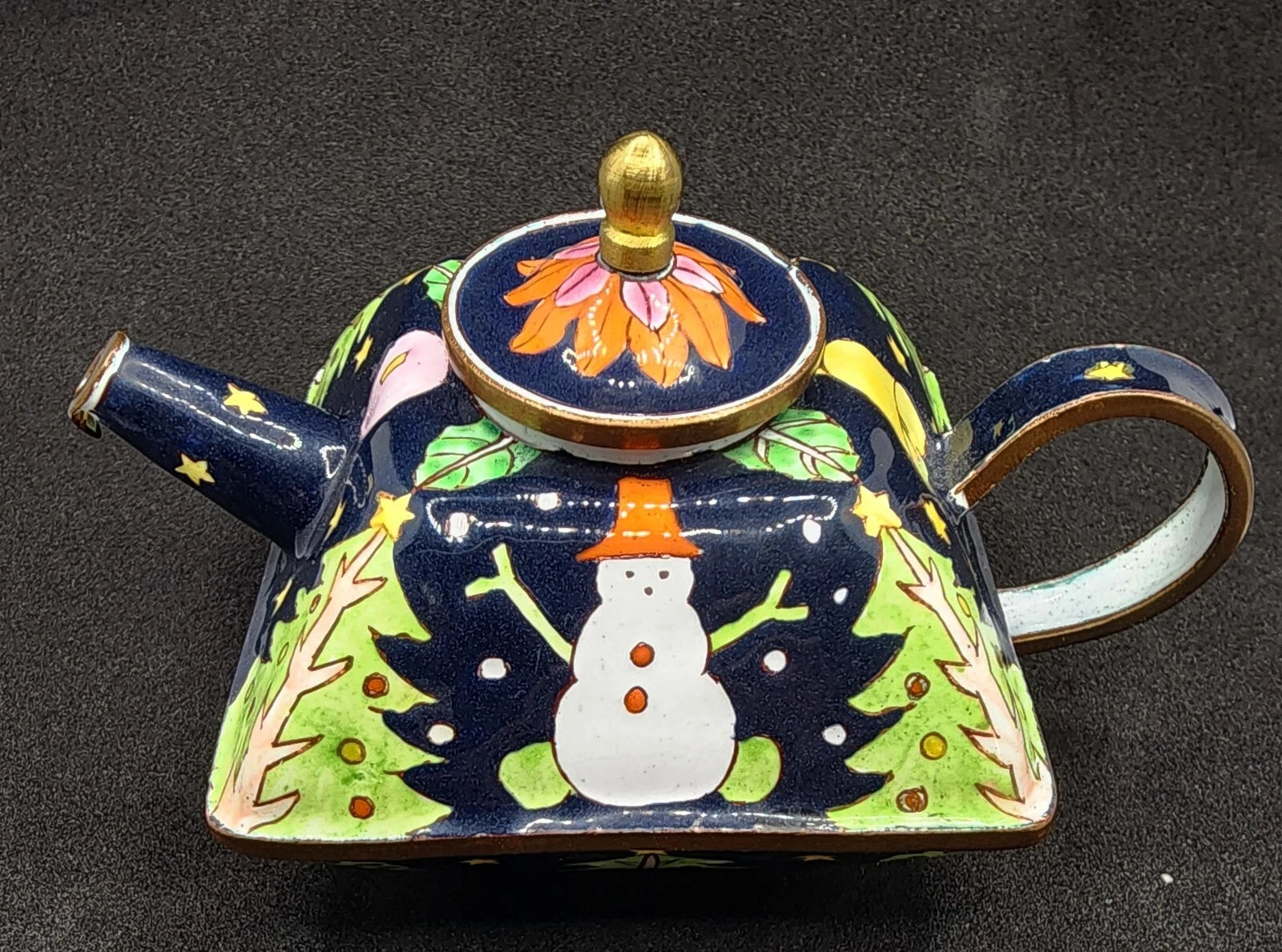 Rare Kelvin Chen Miniature Handpainted Enamel Teapot No 158 ~ 1999
