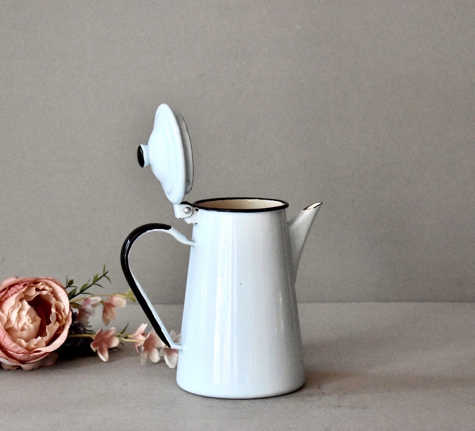 Vintage Enameled Coffee Kettle Tea Pot Home Decor Vintage Decor