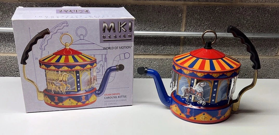 MKI Kamenstein World of Motion Tea Kettle Teapot Steam Driven Carousel Box READ