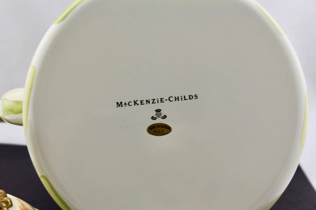 MACKENZIE CHILD PARCHMENT TEAPOT KETTLE ENAMEL AMBER FINIA - NEW