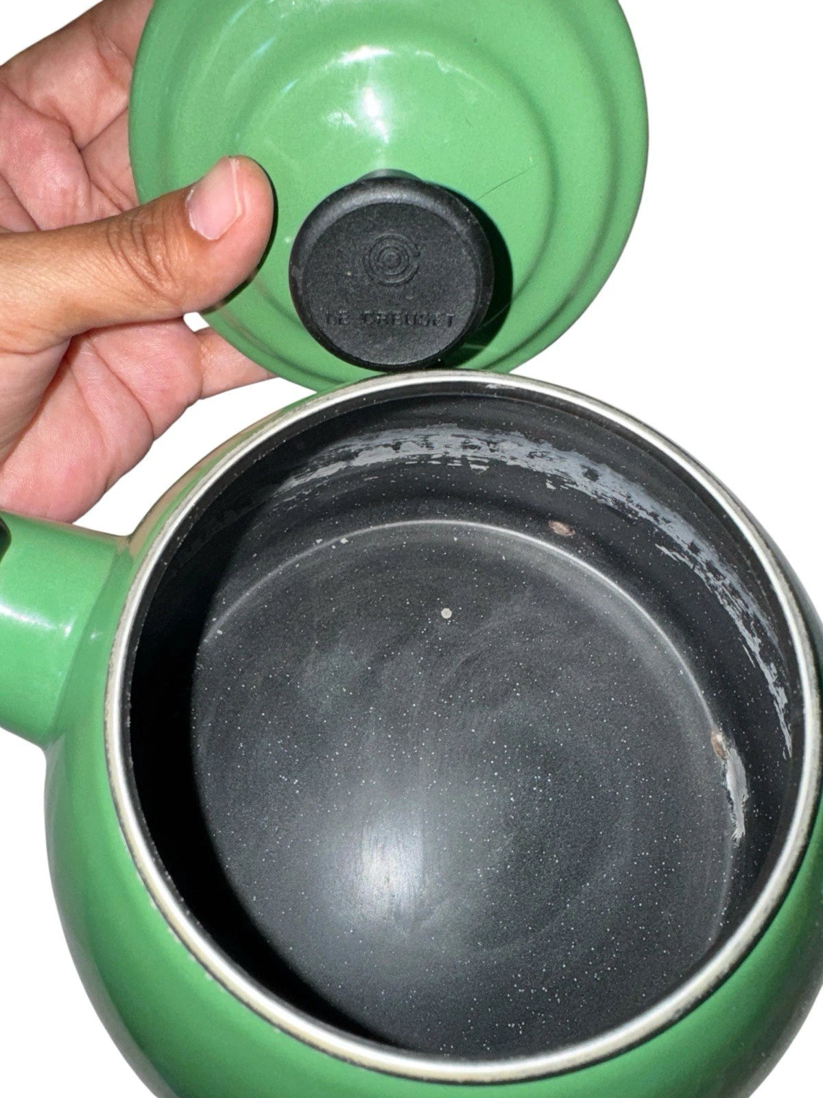 Le Creuset Halo Lime Green Enameled Tea Kettle Green Whistling