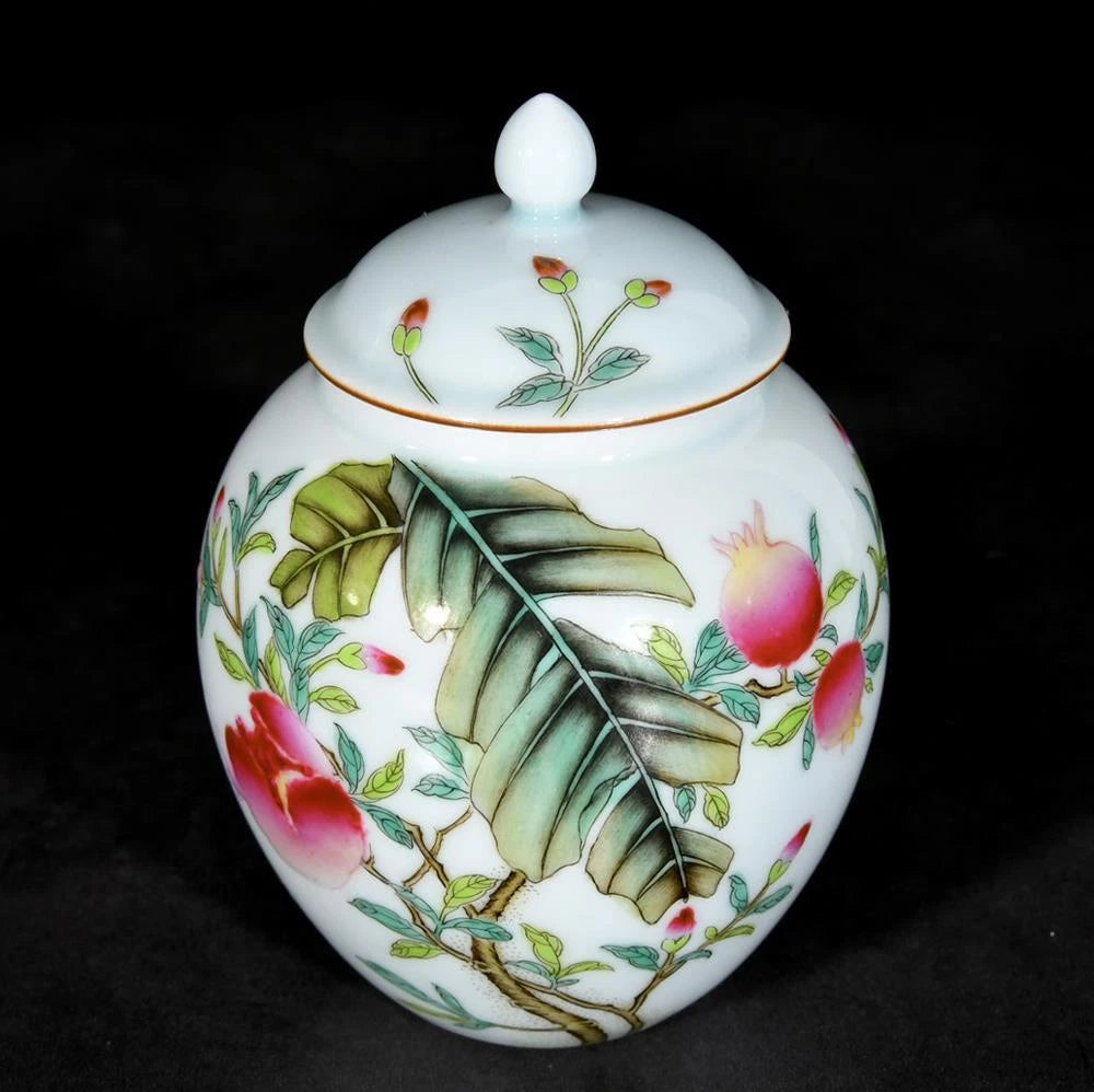 Yongzheng Signed Old Chinese Colour Enamel Lid Pot W/pomegranate N3488