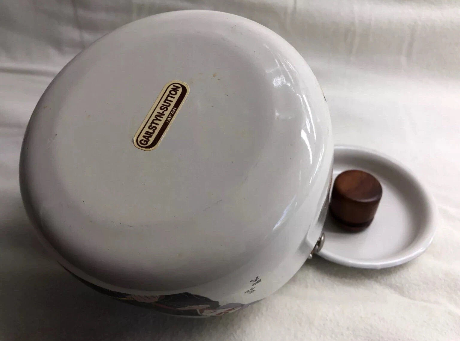 Vintage 1970s Noreen Sukeroku Teapot Gailstyn-Sutton Kettle Enamel Japan Kabuki