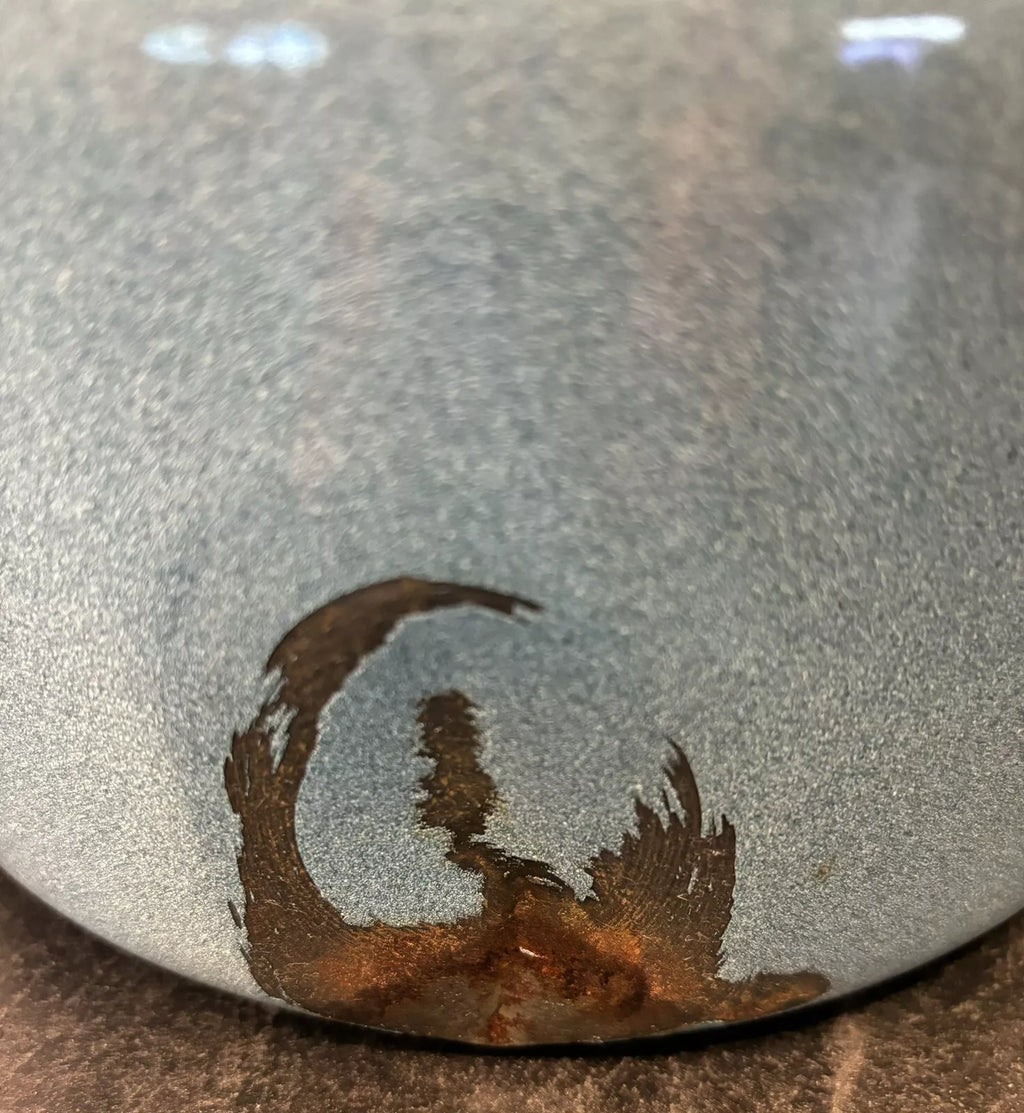 Large Blue Spatterware Enamel Tea Kettle