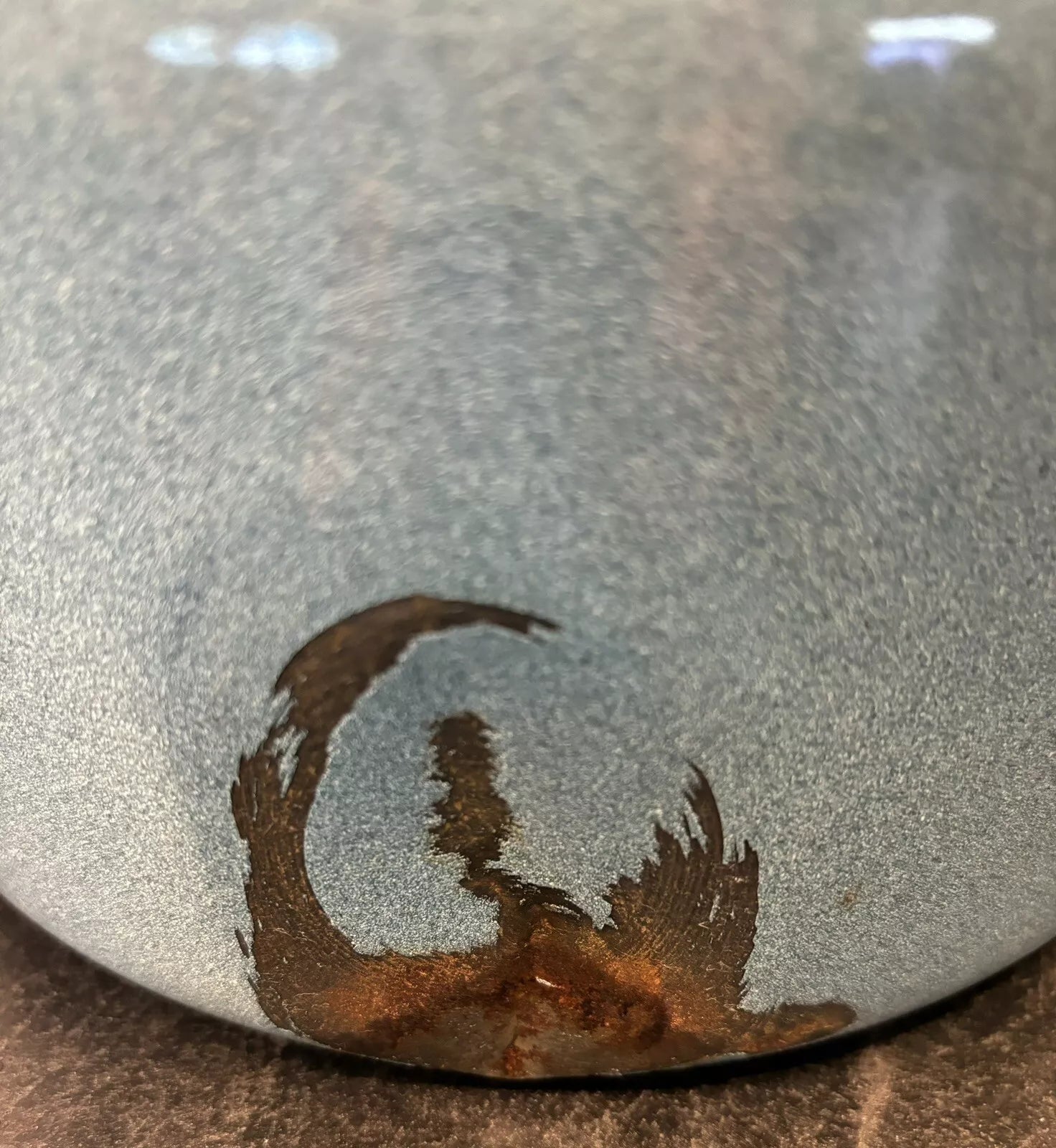 Large Blue Spatterware Enamel Tea Kettle