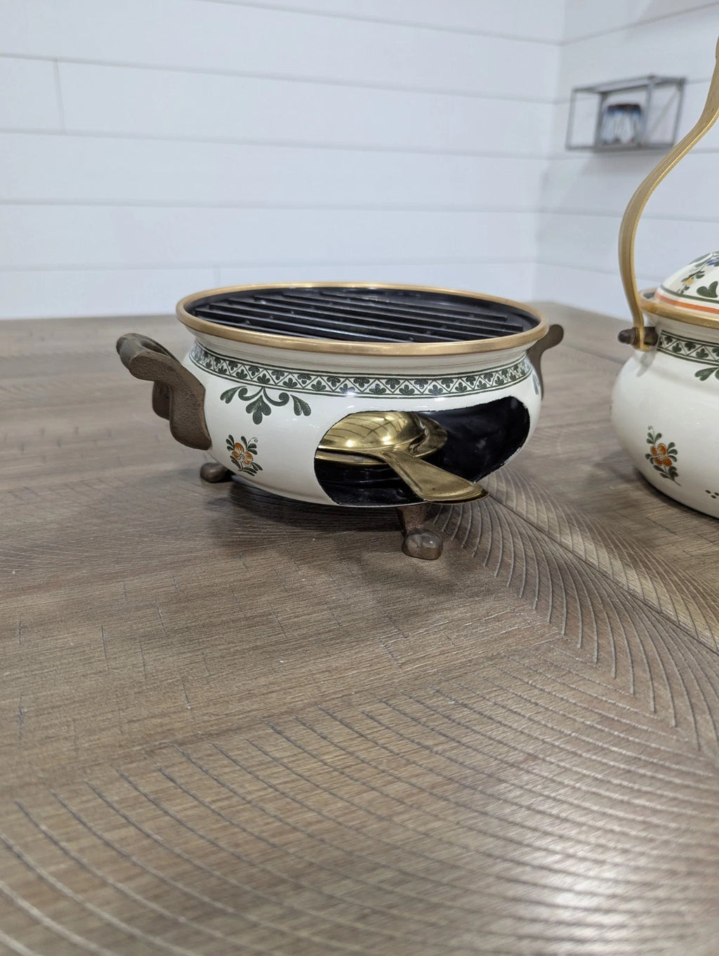 Asta Enamel Tea Kettle With Warmer-Mint Condition