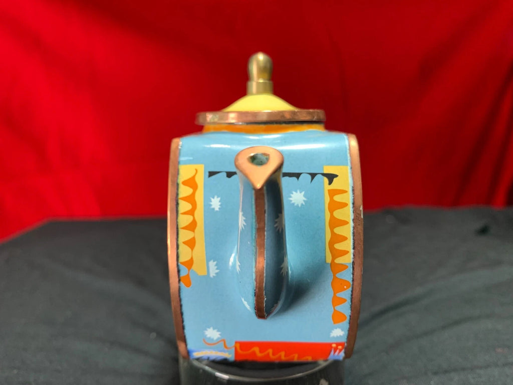 John Clementson Miniature Cello Funk Brass and Enamel Teapot