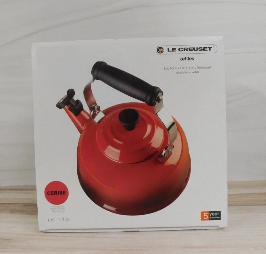 Le Creuset Enamel on Steel 1.7 Quart Classic Whistling Kettle, Cerise Red - New