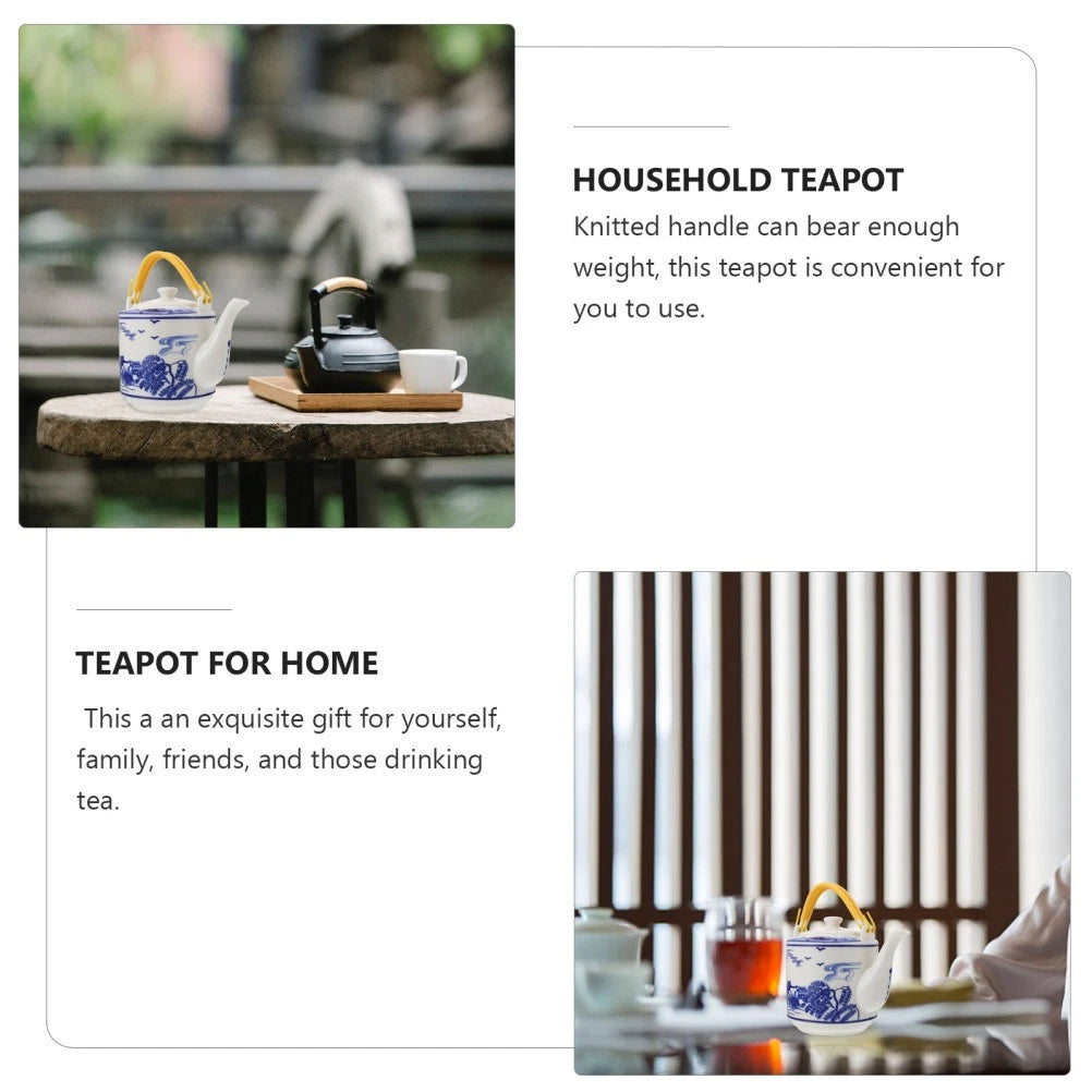 Blue and White Beam-lifting Teapot Porcelain Set Warmer Enamel Kettle
