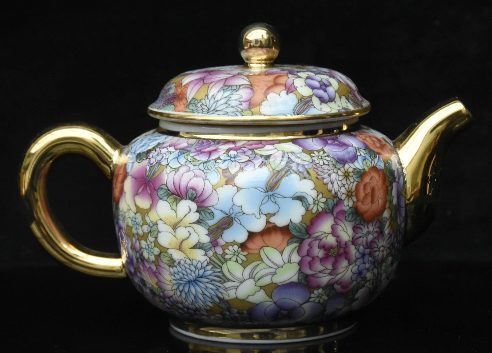 5.5'' Qianlong Enamel Colour Porcelain Gilt Flower Pattern Wine Tea Pot Flagon-