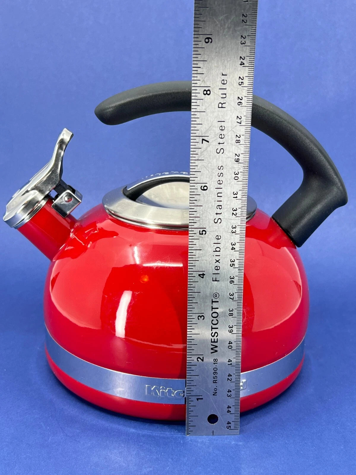 Kitchen Aid Enamel Whistling Tea Kettle Teapot EMPIRE RED Classic Design 2Qt