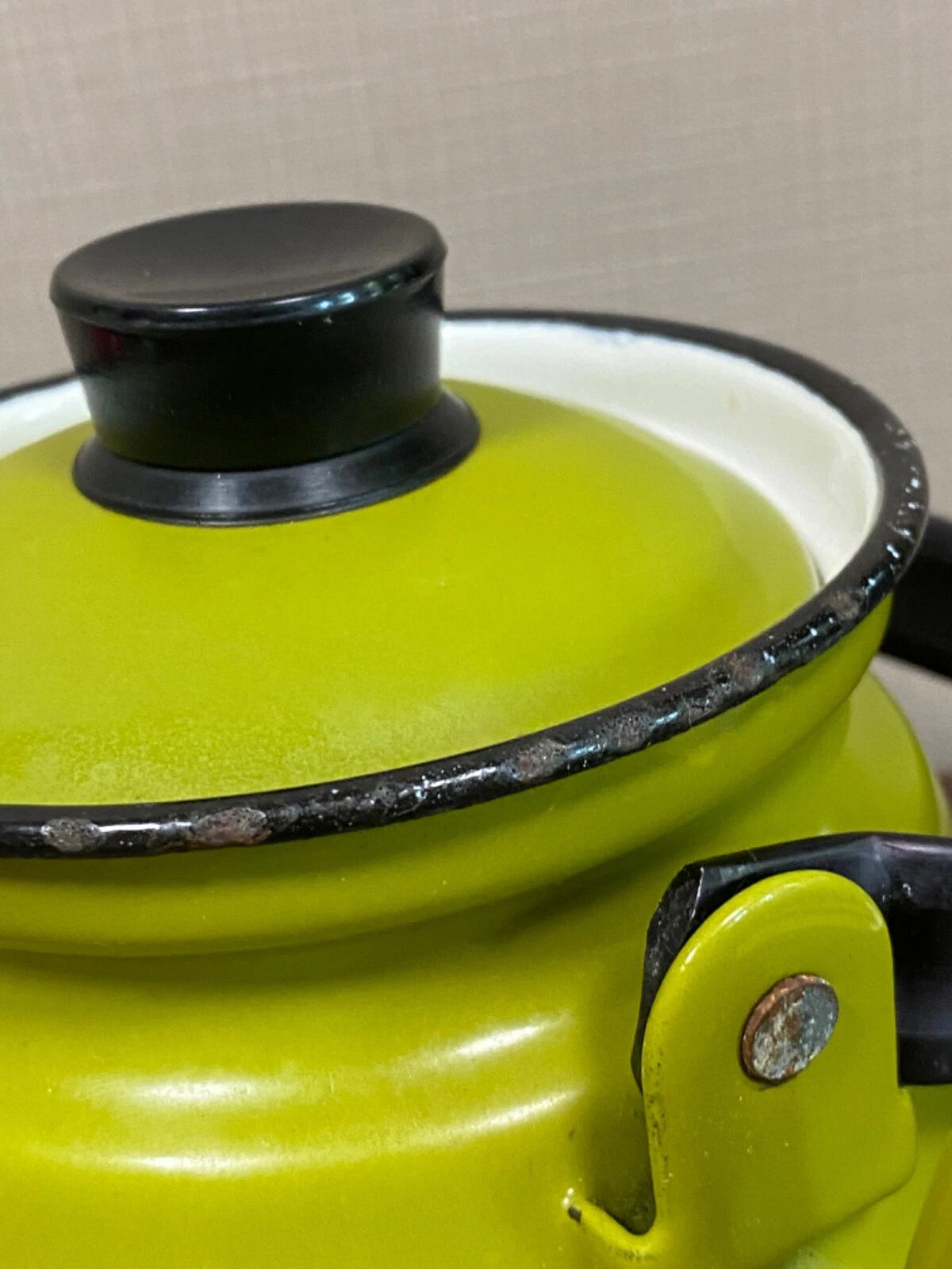 Vintage Enamel Green Primavera Finel Arabia Teapot Kettle 0.6L Kaj Franck