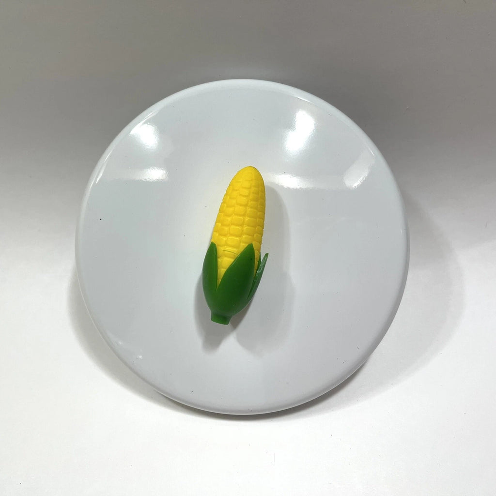 Vtg Enamel Tea Kettle With Pig And Plastic Corn Lid Handle Wood Handle