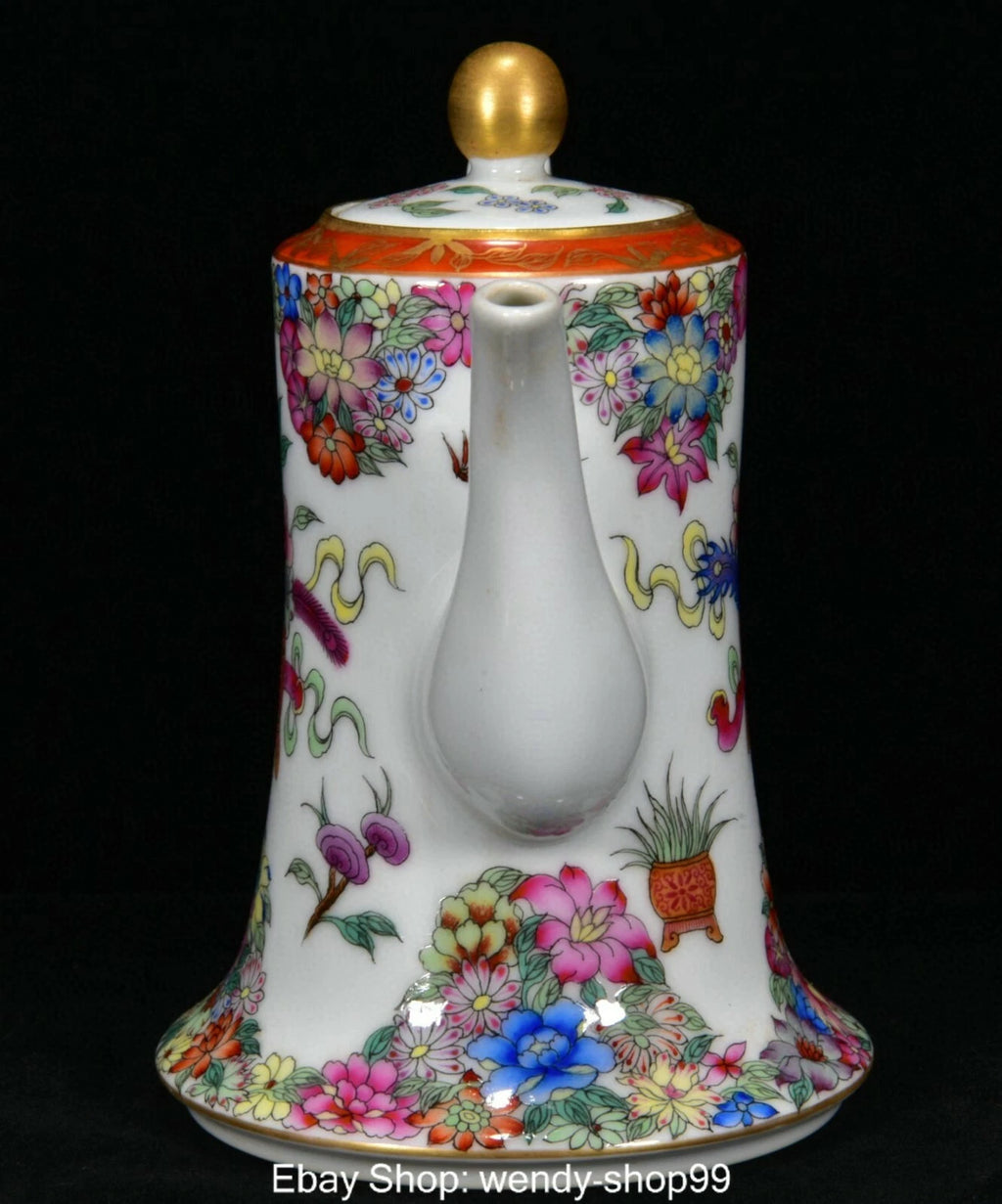 QianLong Dynasty Enamel Colour Porcelain Ruyi Flower Vase Wine Tea Pot Flagon