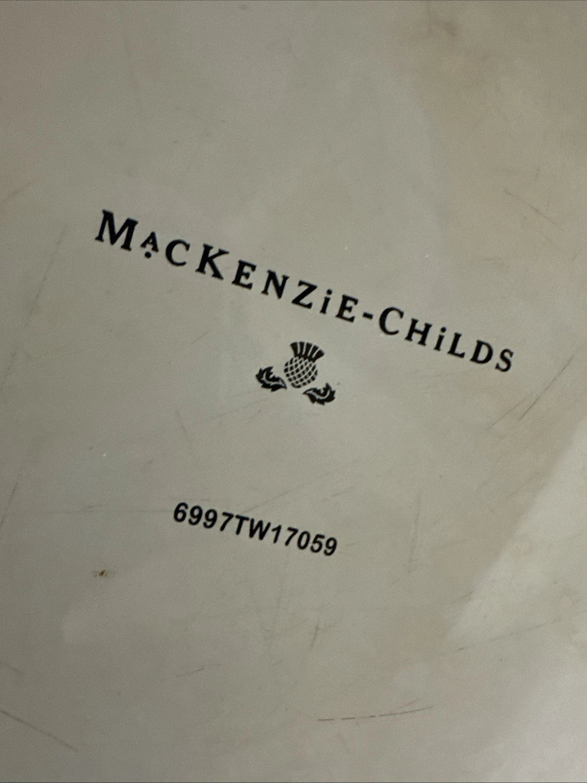 MacKenzie-Childs White Flower Market 3 Quart Qt Tea Kettle Enamel Teapot