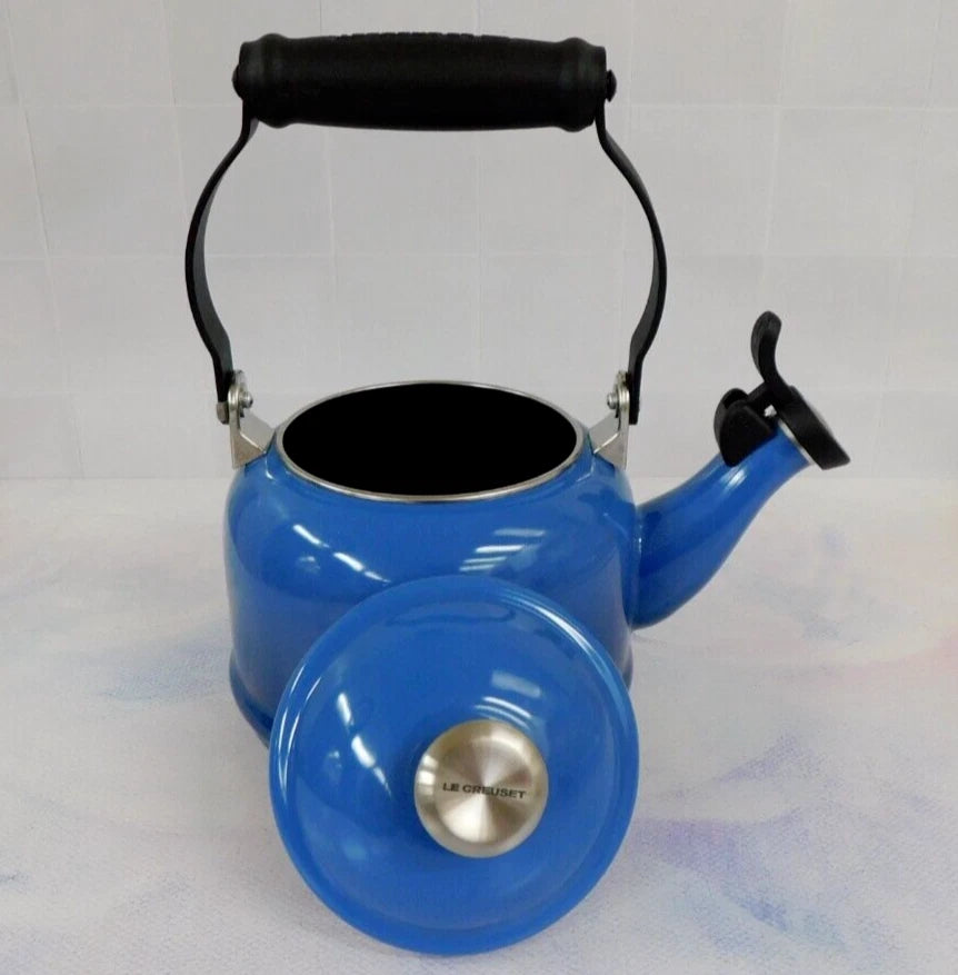 Le Creuset Enamel on Steel 1.25 Quart Demi Tea Kettle, Marseille Blue - New