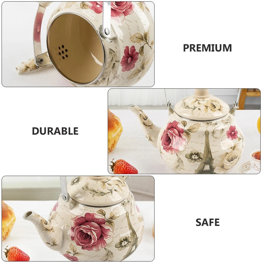 Pear Shaped Pot Travel Porcelain Enamel Tea Kettle Boiling Water