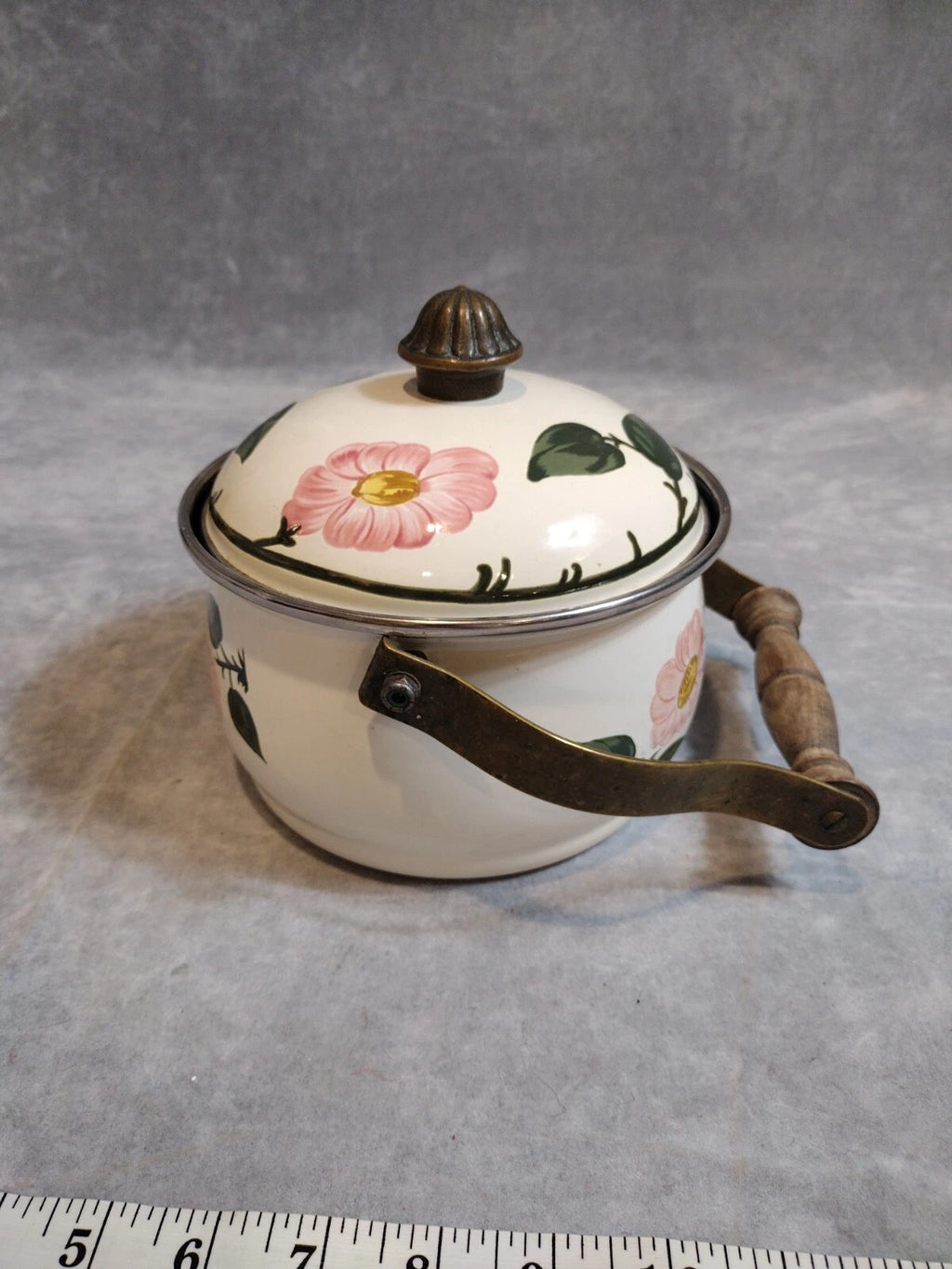 VTG, Villeroy & Boch, "Wild Rose" Enamel, Metal, Tea Pot, Kettle, With Lid